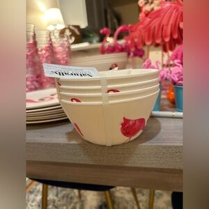 Set of bowls with Pink Flamingo Motif (bamboo)